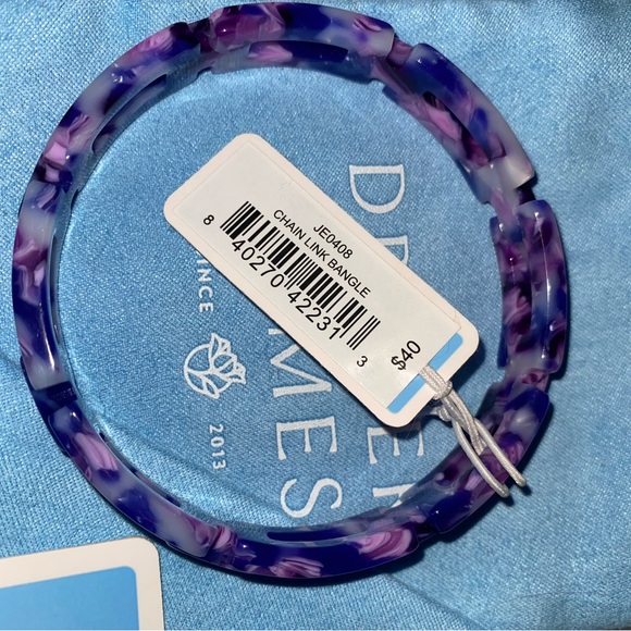 NWT Draper James Chainlink Bracelet & Hoop Earrings matching set purple tortoise - Picture 5 of 12